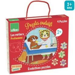 De gros ❤️ Vilac Kit Puzzle 4 Puzzles évolutifs En Bois - Les Métiers ✔️