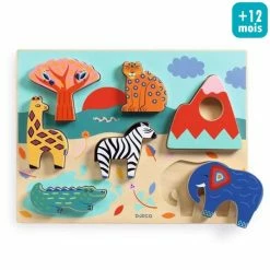 Bon marché 💯 Puzzle Pour Enfant Puzzle Relief Djeco - Savana Story - 7 Pcs 🥰