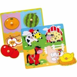 Remise 👍 Puzzle Pour Enfant VIGA Puzzle En Bois Avec Boutons 2 Pcs/ 1 Set 😉