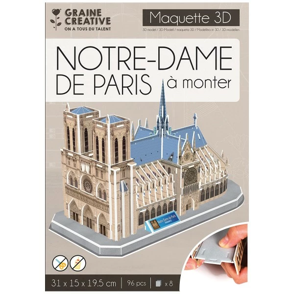 Budget 🌟 Graine Créative Puzzle 3D Maquette - Notre Dame De Paris - 31 X 15 X 19,5 Cm 🛒