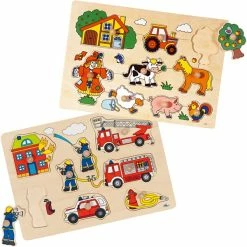 Vente flash 🛒 Creativ Company Puzzle Pour Enfant Puzzle En Bois Avec Bouton 2 Pcs/ 1 Set ✔️