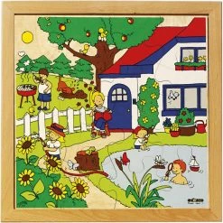Promo 🛒 Creativ Company Puzzle Pour Enfant Puzzle En Bois - La Maison En été - 16 Pcs 🎁