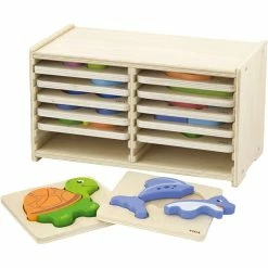 Nouveau 💯 Puzzle Pour Enfant Bibliothèque De Puzzle VIGA Avec 12 Puzzles De Blocs 12 Pcs/ 1 Set 🥰
