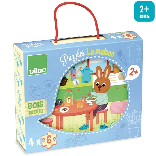 Meilleure vente 👍 Vilac Kit Puzzle Puzzle Enfant - La Maison - 4 X 6 Pcs 😀