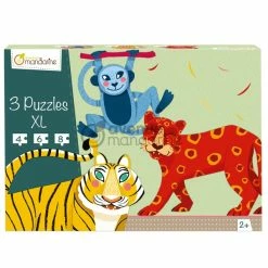 Coupon ✔️ Avenue Mandarine Kit Puzzle Puzzles XL - Animaux Poilus De La Jungle - 5 à 8 Pcs - 3 Puzzles ❤️