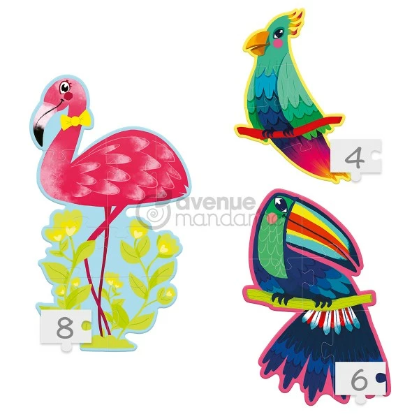 Grosses soldes ⭐ Avenue Mandarine Kit Puzzle Puzzles XL - Oiseaux Tropicaux - 4 à 8 Pcs - 3 Puzzles 🔥 – Image 2