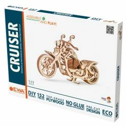 De gros 👏 EWA Kit Maquettes Bois Et Cartons Puzzle 3D Mécanique En Bois - Moto Cruiser - 12 X 22 X 8 Cm - 152 Pcs 🤩