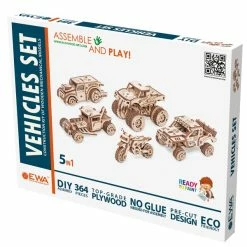 Bon marché 🎉 EWA Kit Maquettes Bois Et Cartons Puzzle 3D Mécanique En Bois - 5 Véhicules - 364 Pcs 🛒