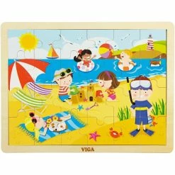 Sortie 🛒 Puzzle Pour Enfant Puzzle En Bois VIGA - Les Saisons - Dim. 30x22,5 Cm - 24 Pcs ✨