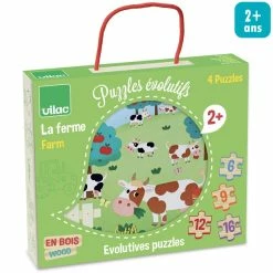 Meilleure vente 🎉 Vilac Kit Puzzle 4 Puzzles évolutifs En Bois - La Ferme 👍