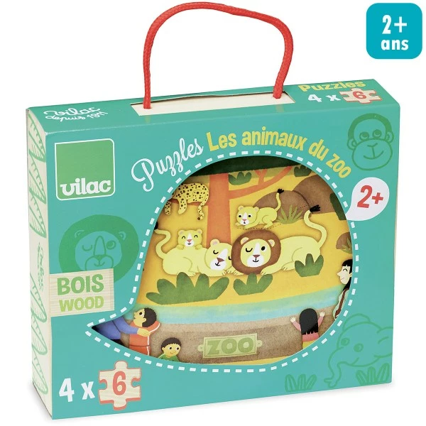 Promo 🎉 Vilac Kit Puzzle 4 Puzzles - Les Animaux Du Zoo 😍