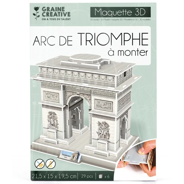 Acheter ⭐ Graine Créative Puzzle 3D Maquette - Arc De Triomphe - 22 X 16 X 20 Cm - 54 Pcs ⭐ – Image 3