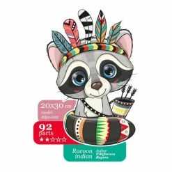 Bon marché 💯 Kit Puzzle Wizardi Puzzle En Bois Petit Raton Laveur Indien DDPZ-002 👍