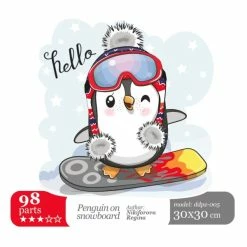 Promo ❤️ Kit Puzzle Wizardi Puzzle En Bois Pinguin Sur Un Snowboard DDPZ-005 🎁