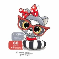 Nouveau 🤩 Kit Puzzle Wizardi Puzzle En Bois Raton Laveur Fille DDPZ-008 😉