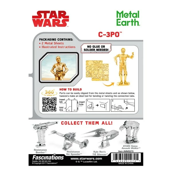 Top 10 😉 Jeux Créatifs De Plus De 10 Ans Kit Maquette Star Wars - Metal Earth - C-3PO 🔔 – Image 3