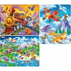 Bon marché 😍 Creativ Company Puzzle Pour Enfant Puzzle Avec Des Véhicules Et Des Navires 3 Pcs/ 1 Pq. 🥰