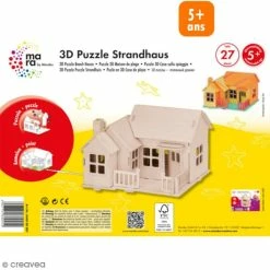 Promo 🌟 Marabu Puzzle 3D En Bois à Monter - Maison De Plage - 27 Pcs 🧨