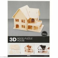 Meilleure affaire ❤️ Creativ Company Puzzle 3D à Décorer - Maison Avec Véranda - 16 X 22 Cm 👍