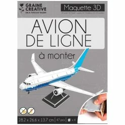 Nouveau 🌟 Graine Créative Puzzle 3D Maquette - Avion De Ligne - 28,2 X 26,6 X 13,7 Cm 👍